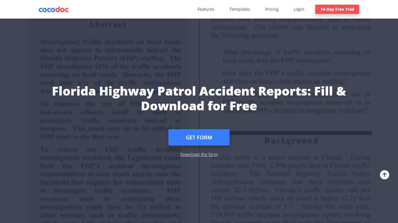 Florida Highway Patrol Accident Reports: Fillable, Printable & Blank ...